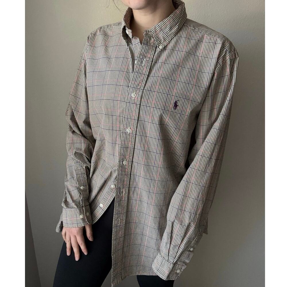Ralph Lauren plaid button up preppy fisherman coastal neutral academia fall y2k